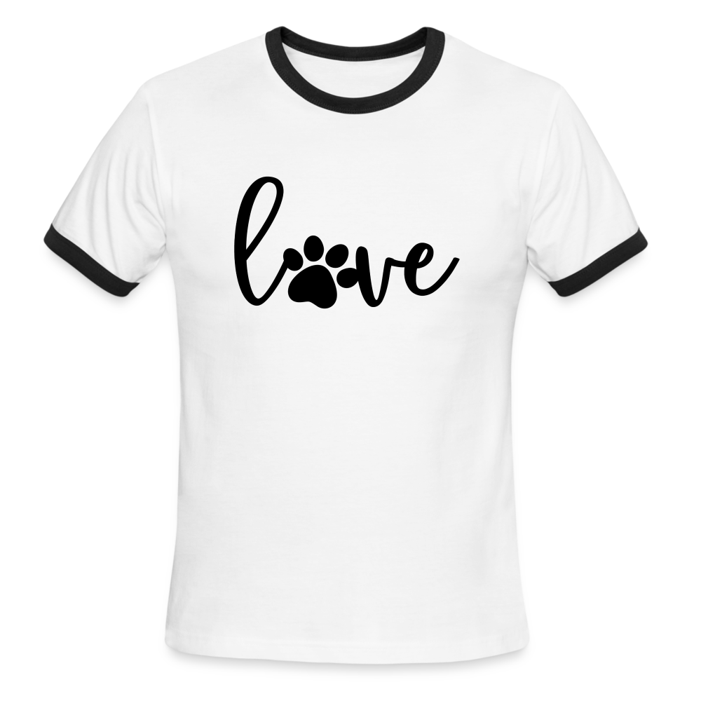 "Love with Paw Print" T-Shirt - white/black